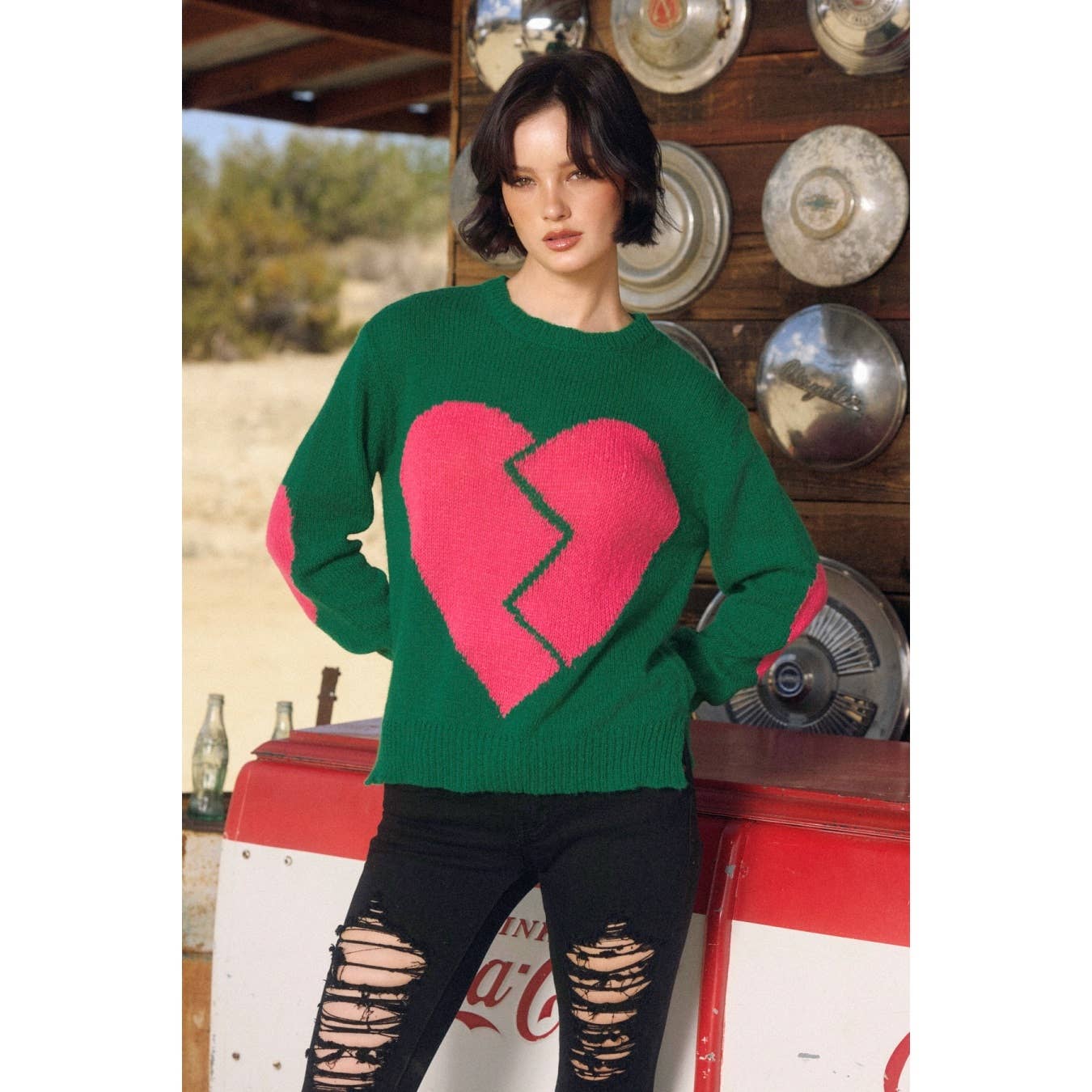 Broken Heart Relaxed Sweater - Luxe EQ