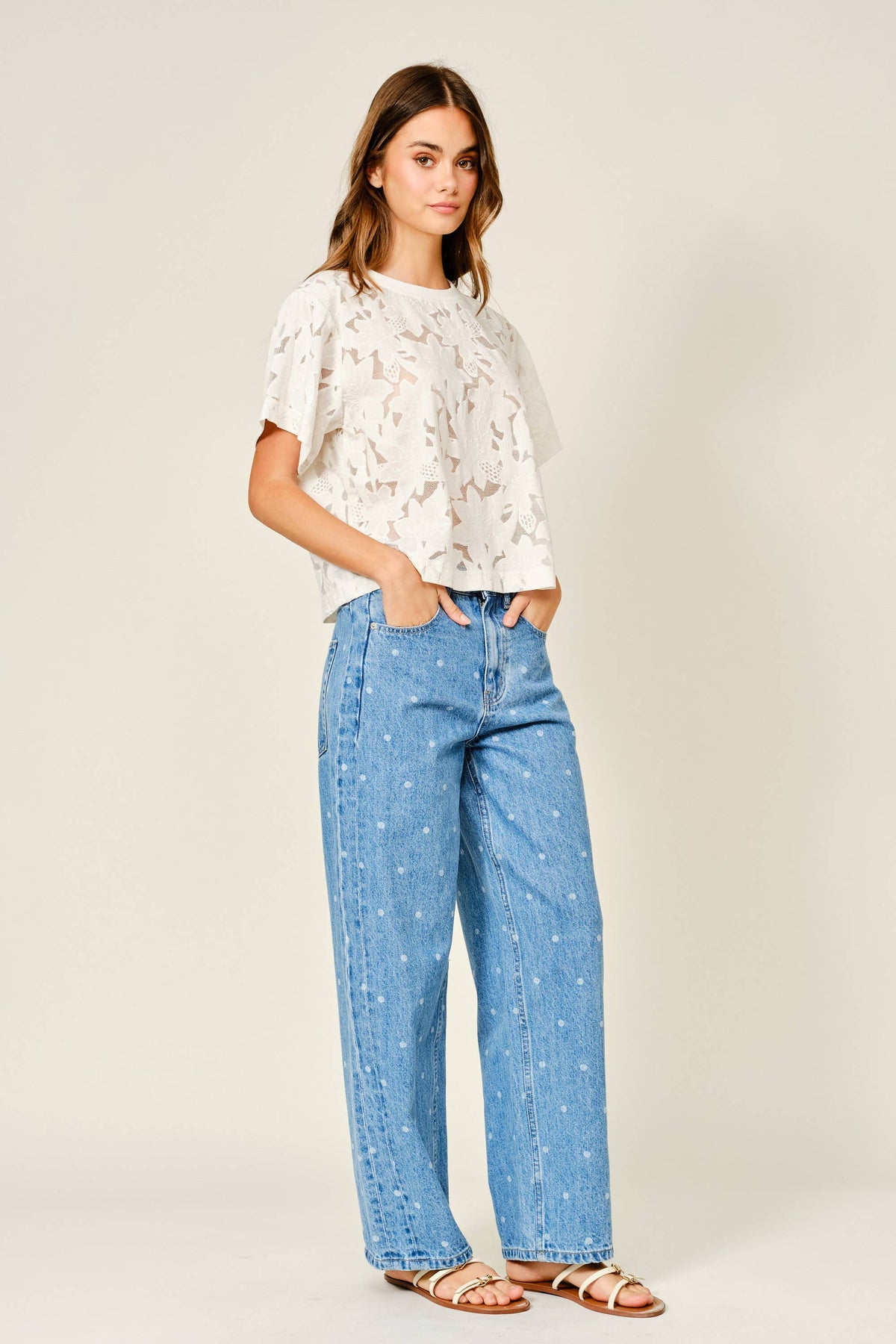 AJT6103 LACE FLORAL T SHIRTS