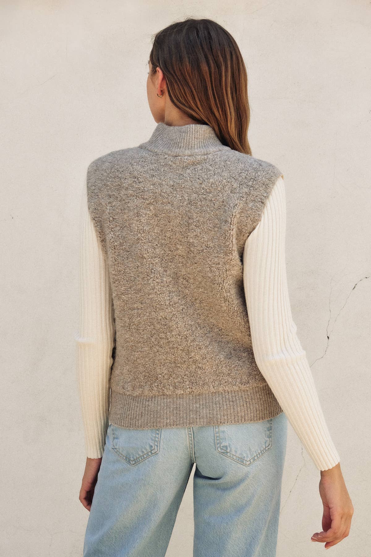 Sherpa and Puff Contrast Vest - Luxe EQ