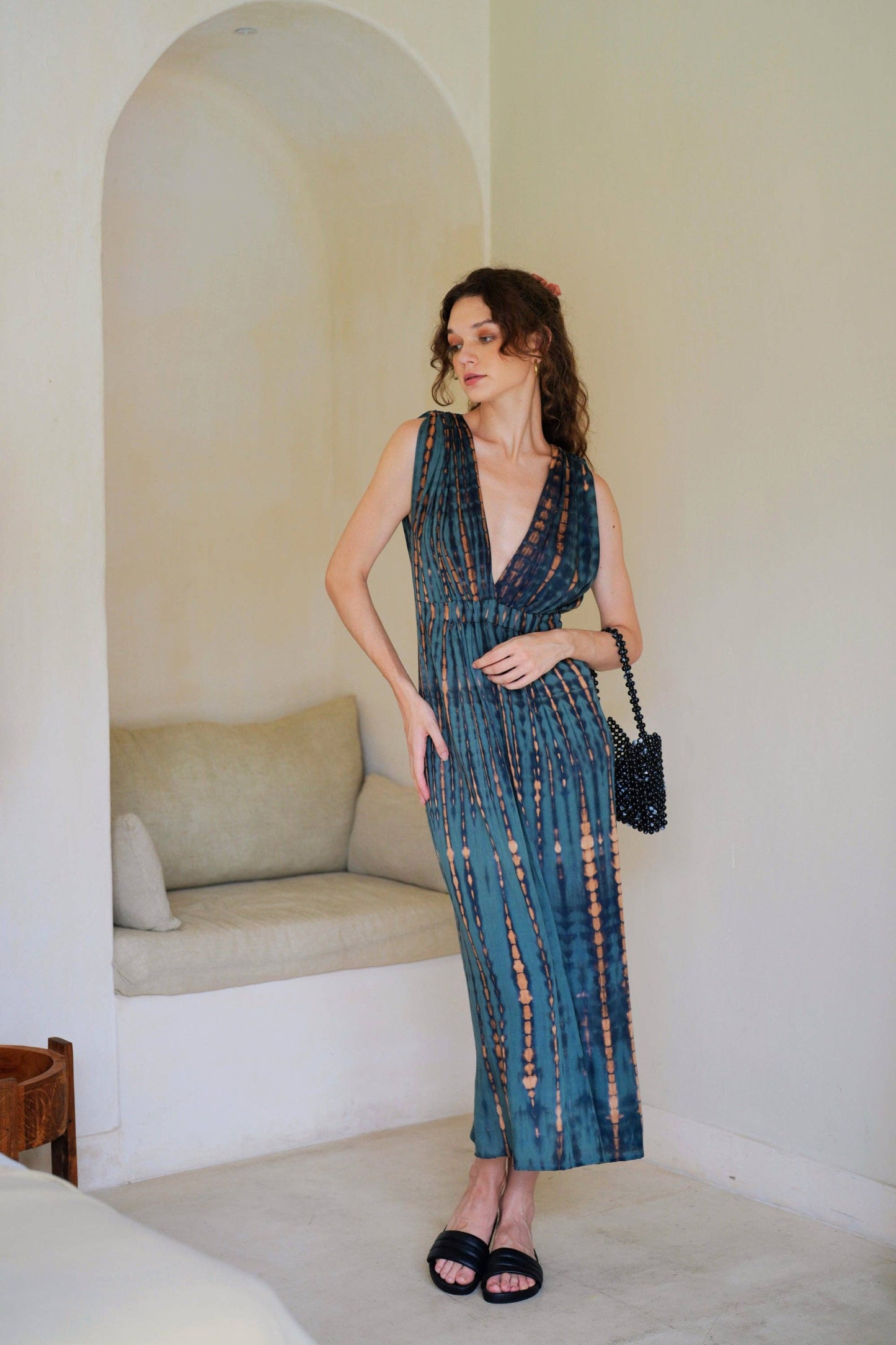 Clara Maxi Slip Dress in Deep Sea Blue - Luxe EQ