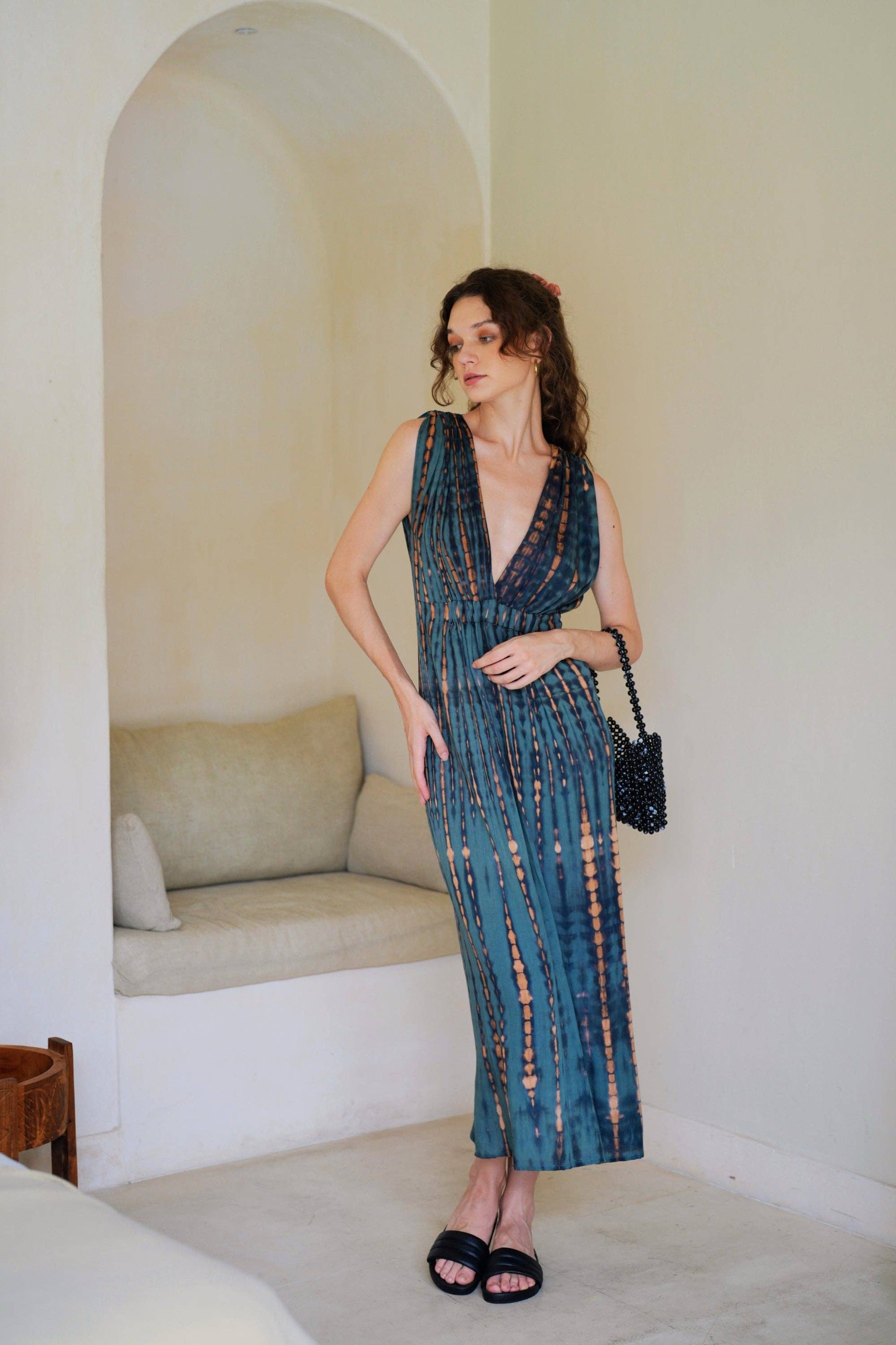 Clara Maxi Slip Dress in Deep Sea Blue - Luxe EQ