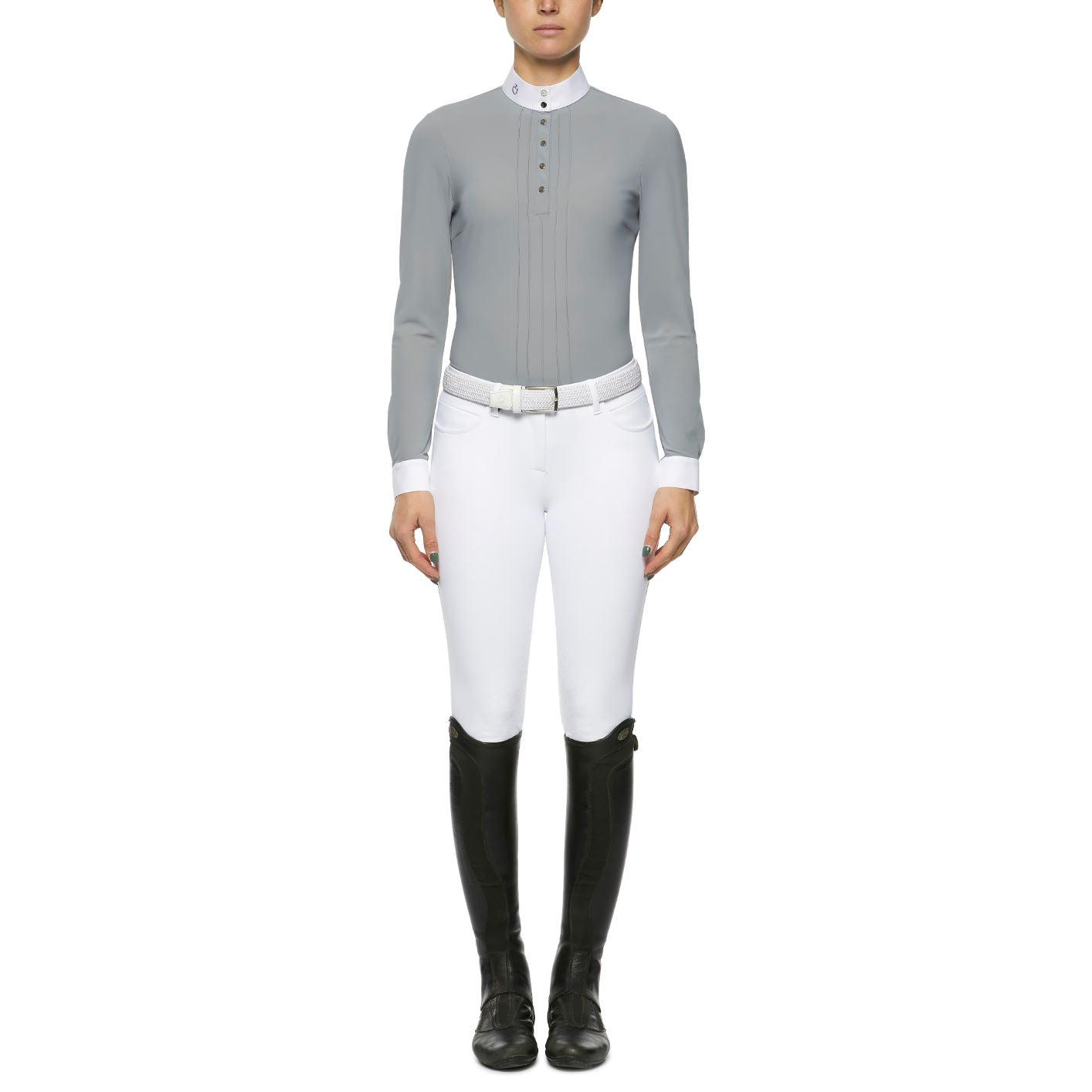 Cavalleria Toscana Pleated L/S Jersey Competition Polo