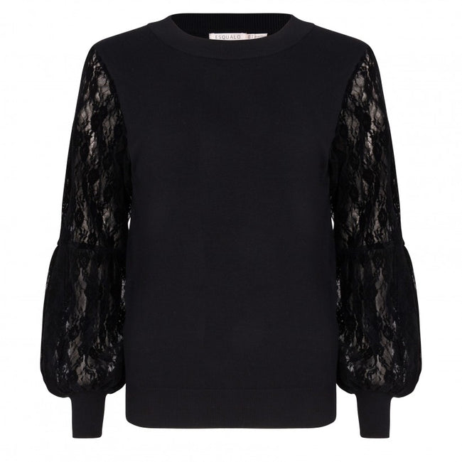 Esqualo Lace Flounce Sleeve Sweater - Luxe EQ