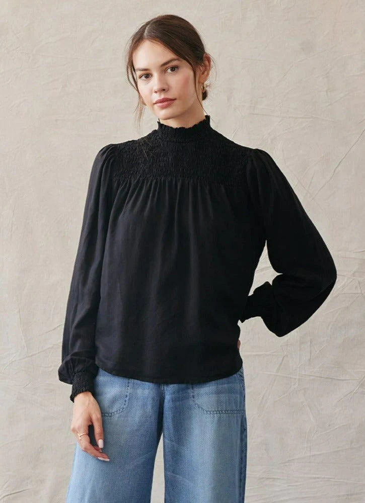 Smocked high neck sales blouse