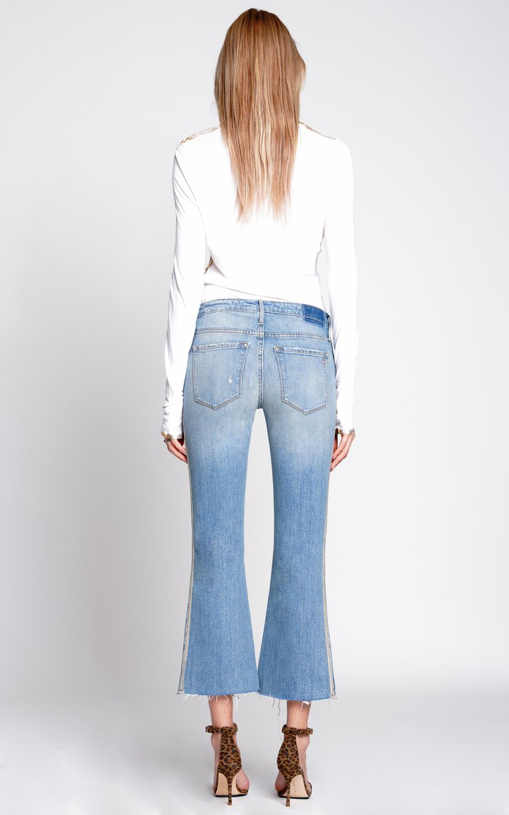Black Orchid Denim Chrissy Kick Flare with Racer Stripes - Santa Monica - Luxe EQ
