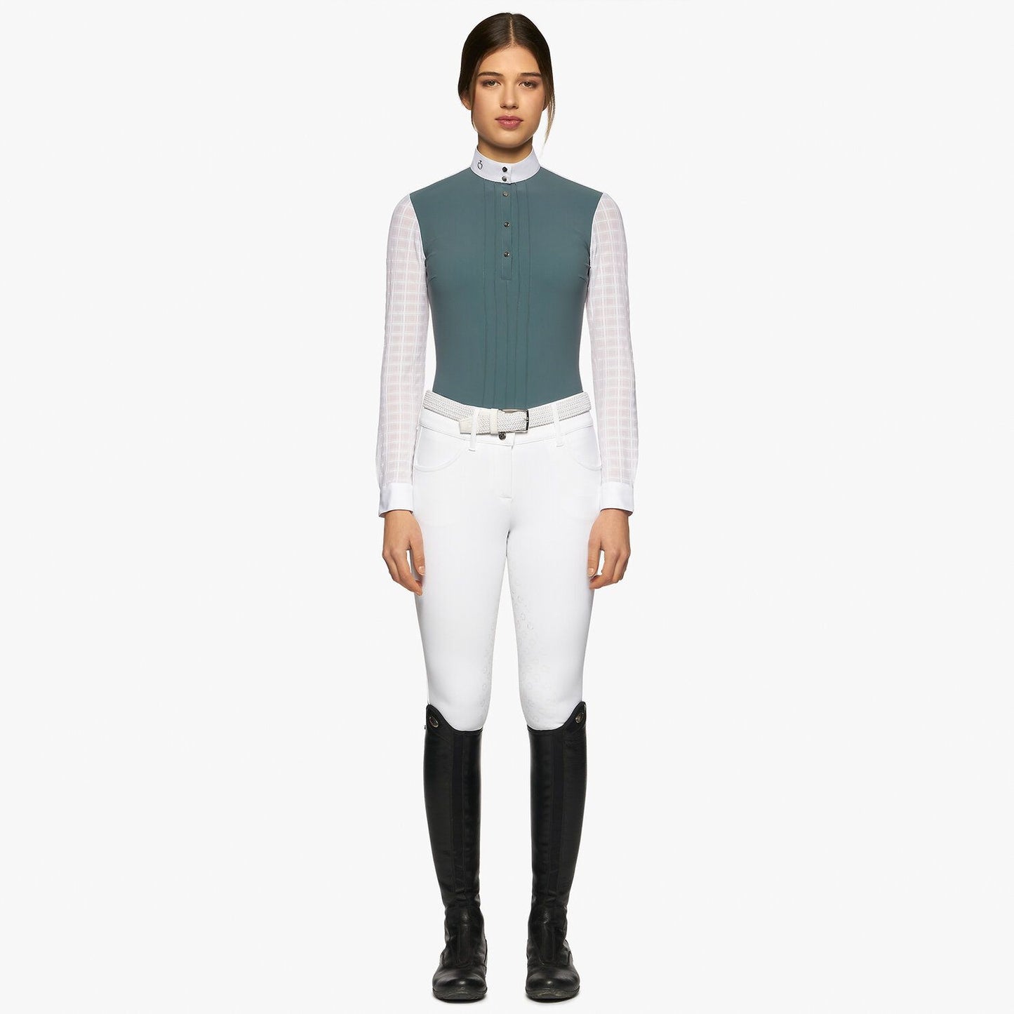 Cavalleria Toscana Pleated L/S Jersey Competition Polo