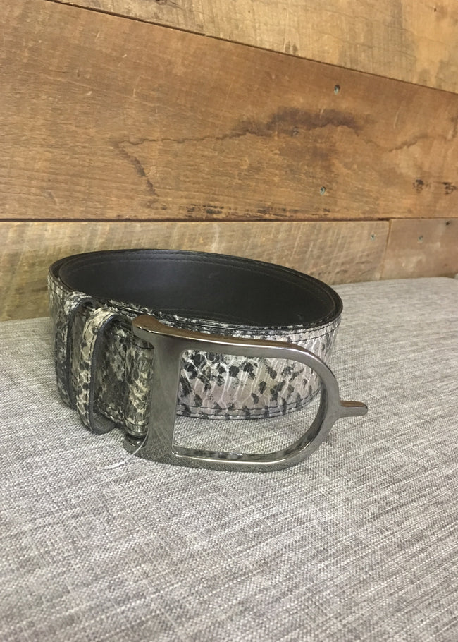 Duftler Spur Belt Gunmetal Buckle Charcoal/Taupe Anaconda - Luxe EQ