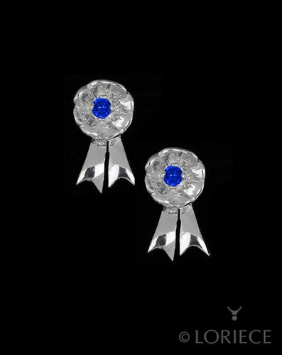 Loriece CZ Rosette Stud Earings Blue - Luxe EQ