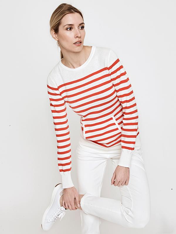 Movetes Nikki Striped Sweater Poppy - Luxe EQ