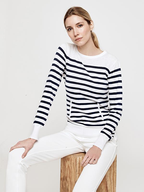 Movetes Nikki Striped Sweater Navy - Luxe EQ