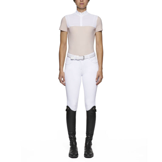 Cavalleria Toscana WOMEN'S SHORT-SLEEVED POLO WITH PERFORATED BIB