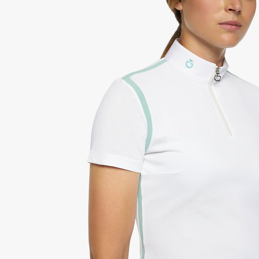 Cavalleria Toscana Women's Technical Pique Knit S/S Zip Competition Shirt