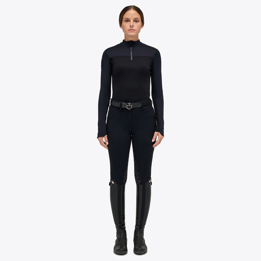 Cavalleria Toscana Women's CT Orbit Tech Wool Mock Zip Turtleneck