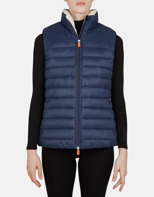 Save The Duck Women's Giga Vest With Fleece Navy
