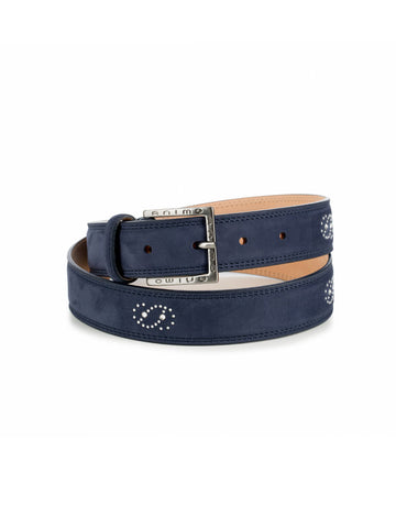 Duftler Spur Belt Navy Micro Dot with Rose Gold Buckle