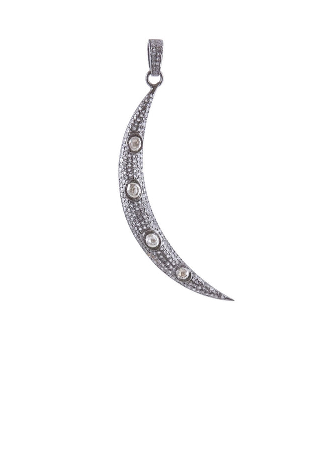 Harvest Jewels Rose Crescent Pave Diamond Pendant - Luxe EQ