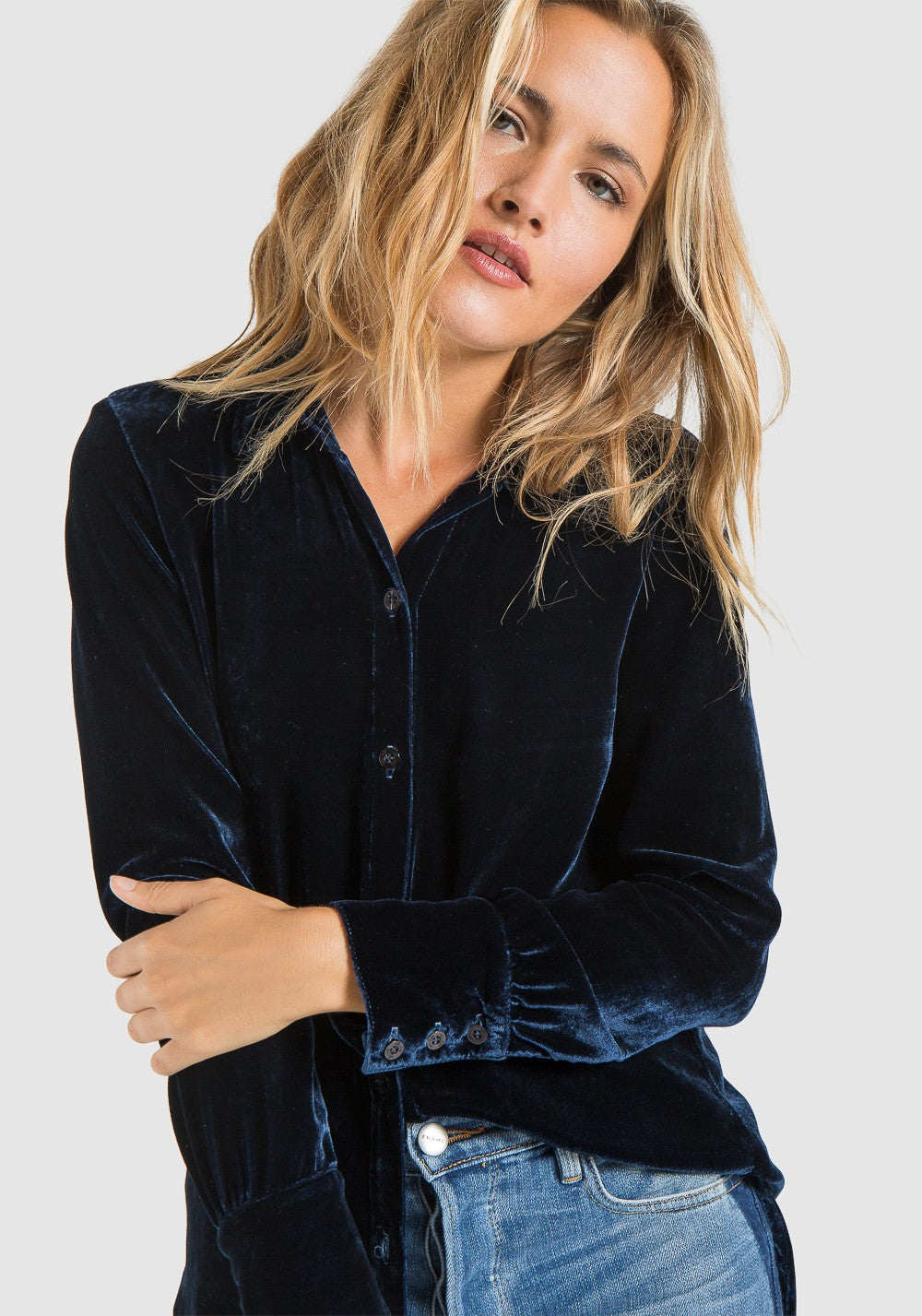Bella Dahl Button Up Velvet Tunic - Luxe EQ