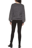 Black Tape Sweater with Pearl Sleeves - Luxe EQ