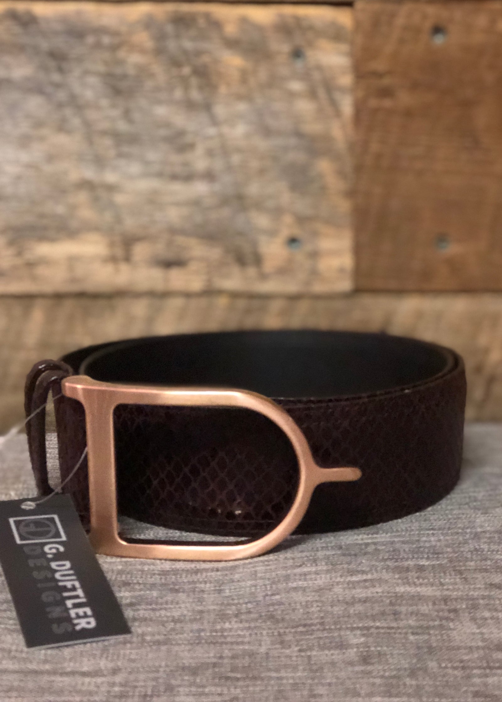 Duftler Spur Belt Burgundy Scale with Rose Gold Buckle - Luxe EQ