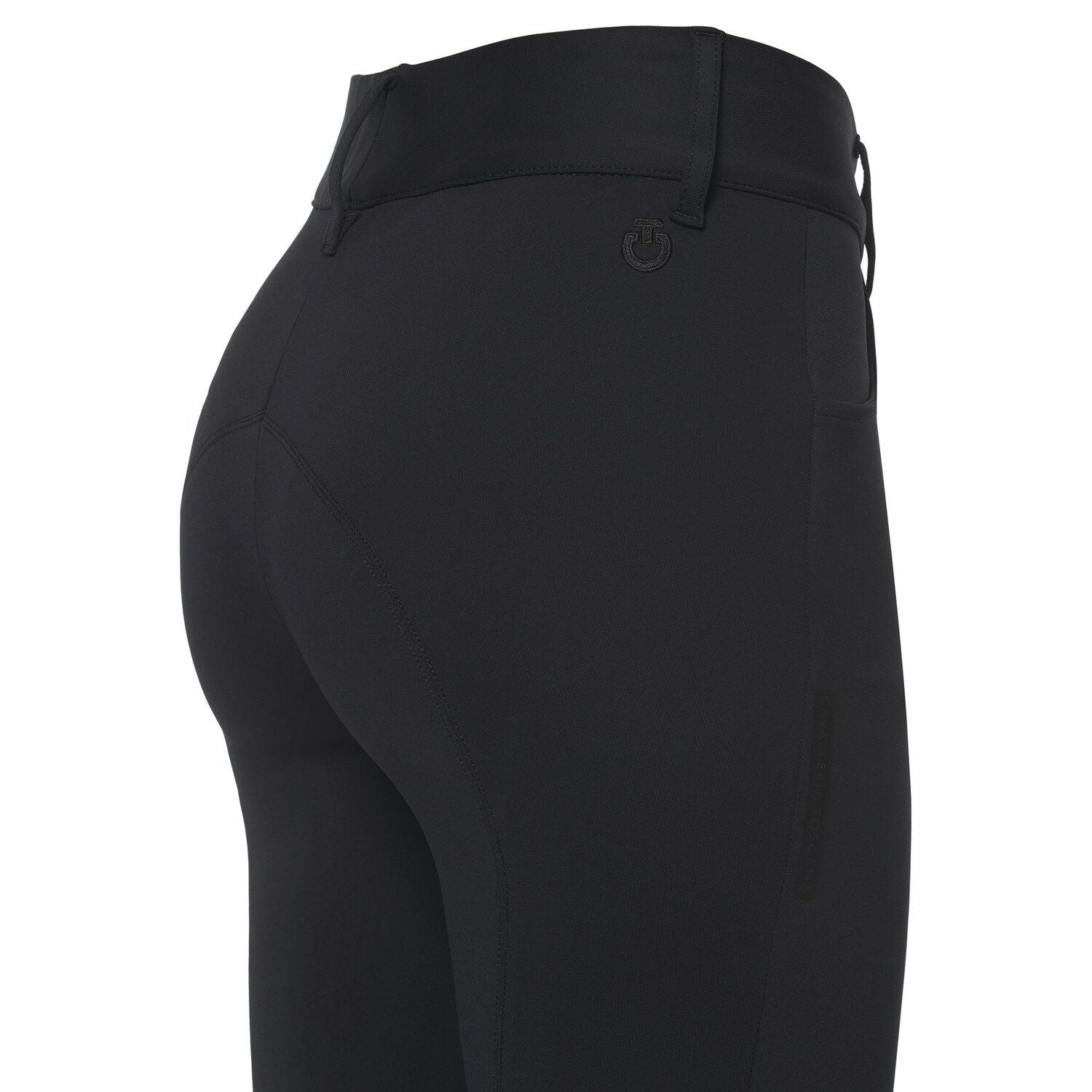 Cavalleria Toscana WOMEN`S JUMPING BREECHES WITH PERFORATED LOGO TAPE Black