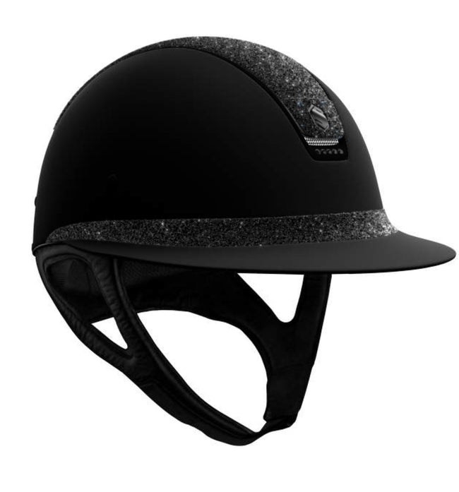 Samshield Miss Shield Helmet Custom Matte with Crystal Fabric Top and 5 black crystals