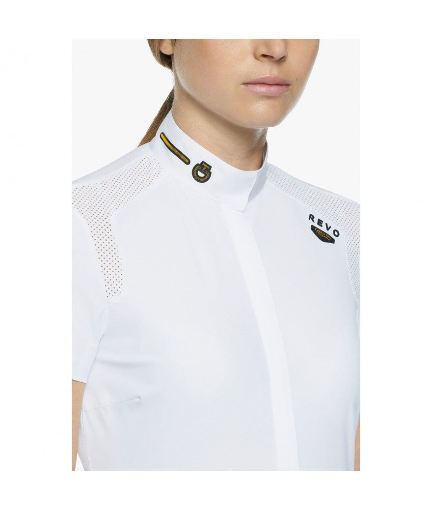 Cavalleria Toscana Women's R-Evo Perforated Epaulet S/S Zip Competition Shirt